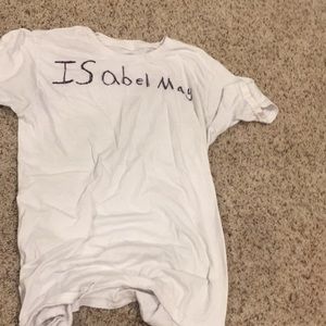 Plain white shirt with a name on it